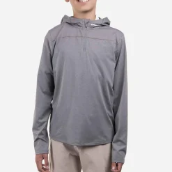 KJUS Midlayers-Boys' Hood Midlayer Half-Zip Pewter