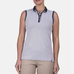 KJUS Polos-Women'S Ella Structure Polo S/L White/Atlanta Blue