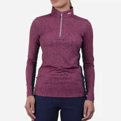 KJUS Midlayers & Sweaters-Women'S Sunshine Printed Half-Zip Red Plum/Atlanta Blue