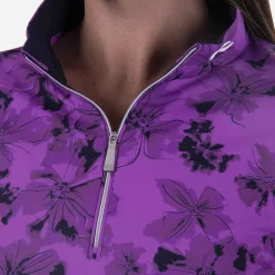 KJUS Midlayers & Sweaters-Women'S Sunshine Printed Half-Zip Foxglove/Atlanta Blue